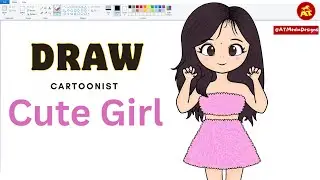 How to draw Cute Girl in computer paint | MS Paint Drawing for beginners in Digital Art💕