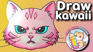 Very Easy Angry Cat Face Line Art &ndash; Anyone Can Draw This 😾