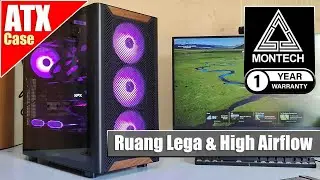 Casing PC ATX High Airflow yang menggoda, Support Radiator 360 & Bonus 4 Fan ARGB | Montech XR Wood