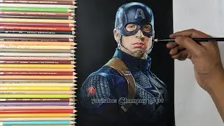 Drawing Captain America Prismacolor Colored Pencils Realistic | Chris Evans