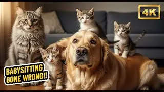 Golden Retriever Babysits Kittens… And IMMEDIATELY Regrets It!! 😂🐶😿