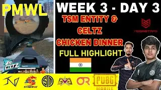 PUBG MOBILE PMWL WEEK 3 DAY 3 (W3D3) HIGHLIGHTS || TSM & CELTZ CHICKEN DINNER || OVERALL STANDINGS
