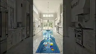 Futuristic Modern Kitchen Floor with Live Fish in Pool & Glass on Top 4 #epoxyfloor #interiordesign