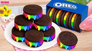 💙Best of Rainbow OREO Cake Recipe💙ASMR Satisfying Miniature Bright Oreo Stack🌈Mina Sweet Baking