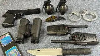 10 minutes to unpack, pistol look, telescope, handcuffs, intercom, simulation toy  ASMR | Toy Review