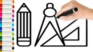 Draw Geometry tools Pencil, ✏️ Compass divider traingle rulers 📐 set quare @BeatWeaverEdits
