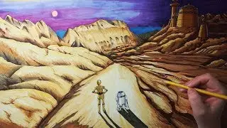 C3PO & R2-D2 Walk Tatooine Timelapse Drawing