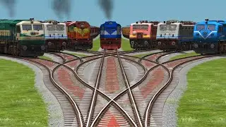 Amtrak Colourful Trains Crossing By Bumpy Branched forked Railroad Tracks | Cartrain Sound effects