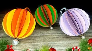 DIY How to make Honeycomb Ball Ornament (Two- Tone) | Paper Crafts | Christmas Craft Ideas🎄