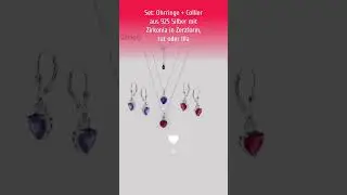 Kaufbei | Set aus Ohrringen und Collier aus 925er Silber mit herzf&ouml;rmigem Zirkonia