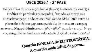 (UECE 2026.1) Aceleração de uma partícula num campo elétrico crescente em forma de P.G