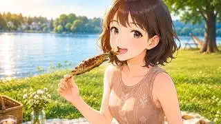 A Lakeside Cooking Moment | Grilled Mountain Fish | Ghibli vibe animated