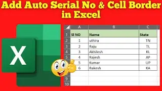 #how to add #auto serial no and cell border in #excel | #exceltricks | Most powerful #exceltutorial