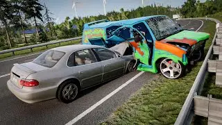 Cars vs Zig Zag Bridge BeamNG Drive Challenge Ends in Total Destruction!