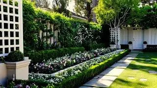 Elegant Backyard Designs with Blooming Fences and Lush Lawns | Landscape Ideas for Inspiration