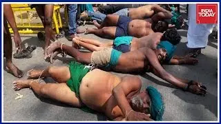 After Skulls And Snakes, Protesting TN Farmers Roll On Ground