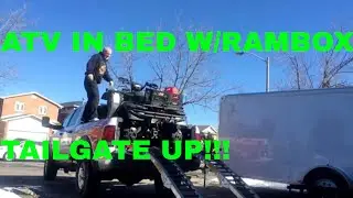 Ram 2500 Power Wagon with ATV loaded in 6.4' bed with Rambox, tailgate up!