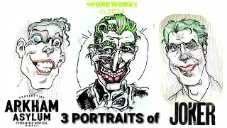 DC Comics Fan Art: 3 Joker Portraits Ink Sketches #skunkworkz #thejoker #portraitdrawing #howtodraw