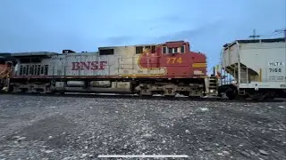 BNSF #7774 ES44DC Lead&rsquo;s The NB H-SLADEN1-06A With Third Out Warbonnet Unit 1/7/24.