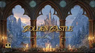 Gold Medieval Castle Window | Celtic Fantasy Music & 4K Snowy Ambience &bull; Sleep & Focus