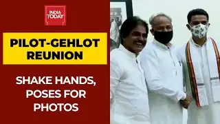 Sachin Pilot Meets Rajasthan CM Ashok Gehlot At His Residence; Shake Hands, Poses For Photos