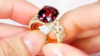 Neon Rubellite Ring at 5.64 carats by Kat Florence KF08117