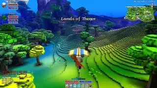 Cube World: Boating in the lake and hang gliding in the valley.