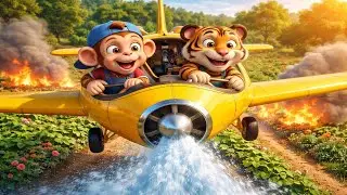 🐵🐯 Monkey & Tiger Fly a Plane to Save the Forest 🔥✈️ | Exciting Kids Adventure