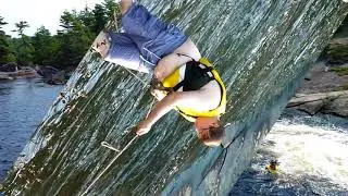 High Falls natural water slide, Barron River, Algonquin Park, Ontario, Canada