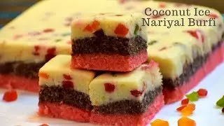 Coconut Ice | Nariyal Burfi | No Bake No Cook | Sweets & Desserts by Flavors