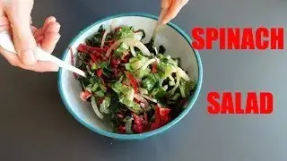 Spinach salad. ⭐Spinach leaves⭐️Sweet pepper⭐️Onion⭐️Pomegranate seeds