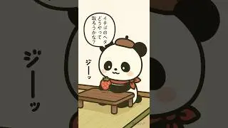 イチゴのヘタ取り #Shorts #4コマ漫画 #癒し動画 #パンダの日常 #赤スカパンダ #ゆるキャラ #ショートアニメ #マンガ動画 #パンダ #panda  #Manga #anime #ai