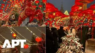 Московская площадь сверкает снегом благодаря новогодним украшениям | APT