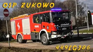 Wyjazd alarmowy ciężkiej Scanii 449[G]86 z OSP ŻUKOWO | Straż Pożarna na sygnale