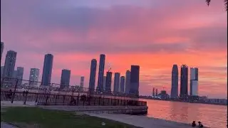 Pink Sunset in Dubai 🌅 | A Peaceful Pink Sunset in Dubai 🌸 | Calm Evening Views at the Beach 🏝️