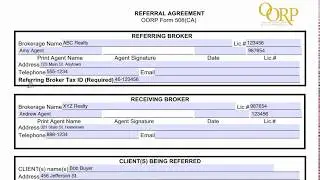 Real Estate Referral Agreement Tutorial