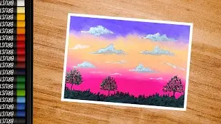 Easy Oil Pastel Nature Scenery Landscape Painting Tutorial for beginners | Oil Pastel Drawing | 🥰❤️🖌
