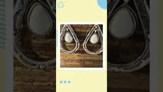 Boho Hippie Cowgirl Western Stamped White Stone Teardrop Silver Earrings, Gift Box