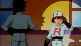 Nunca antes visto!!!.      Ash y sus amigos dicen el lema del equipo Rocket