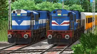 2 Trains Crossing Each Other on Bumpy Railroad Tracks - Trains Crossing Indian Railways