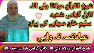 ڈیر خآ ئستہ بیان شیخ القرآن مولانا ولی اللہ کابل گرامی شھید رحمہ اللہ سلیم خان صوابی کی بیان