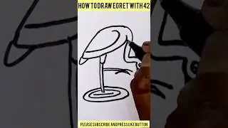 How to draw egret with 42 #shorts #shortsfeed #ytshorts #drawing #art #artbynabendu #viral