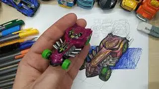 Ratical Racer by HotWheels. How to draw toy car (angled) Speedpaint