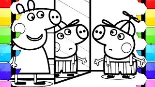 George Pig is looking in the mirror Drawing Easy, Peppa Pig Drawing, Peppa Pig Coloring, Peppa Pig