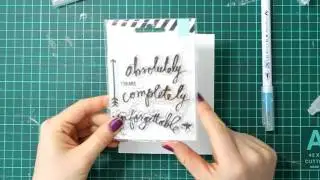 Простая и стильная открытка (CAS card using Tim Holtz Runway Stamp Set and ZIG markers)
