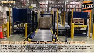 Wulftec WCRT-175 Automatic Conveyorized Stretch Wrapper with Load Transfer System and Pallet Stacker