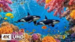 Видео из аквариума в формате 4K Ultra HD 🐠 Красивые коралловые рифовые рыбки - расслабляющая музыка