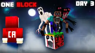 I Survived Most TERRIFYING CREATURE In Minecraft Horror ONE BLOCK DAY 3