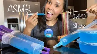 ASMR SYRINGE JELLY | GIANT JELLO SHOOTER | JELLO SHOTS | JELLO FOOD 젤리먹방 咀嚼音 JELLY STRAWS ASMR