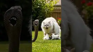Cat Mom vs. Cobra: Puppy Protectors! #cat #catmom #catvssnake #catvideos
